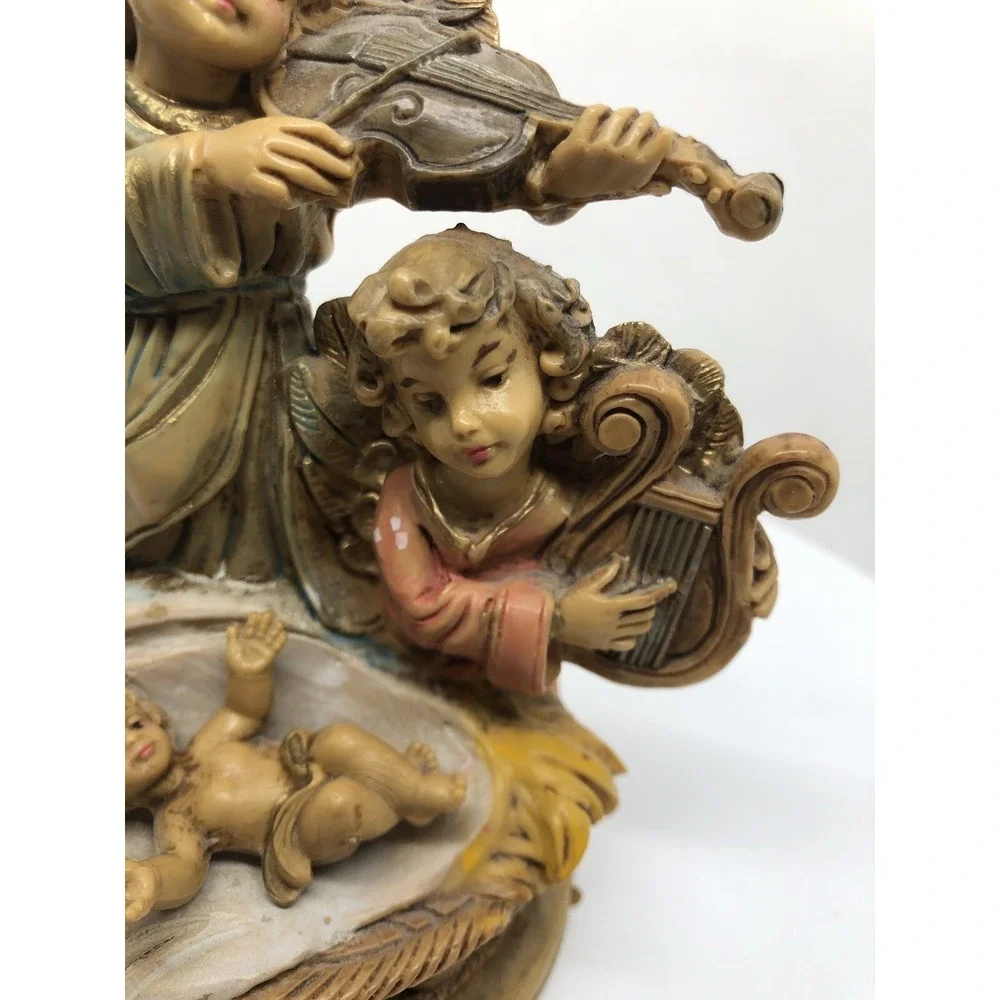 Fontanini Nativity Angels Baby Jesus Figurine Musical Harp Violin 4.5